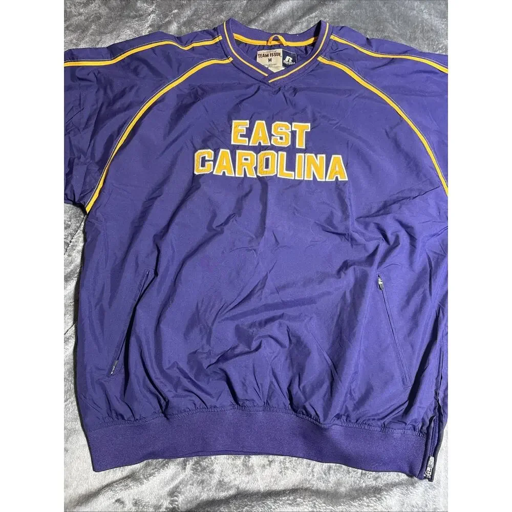 ECU East Carolina Pirates Russell Men M Team Issue Purple Windbreaker Pullover - Picture 4 of 7
